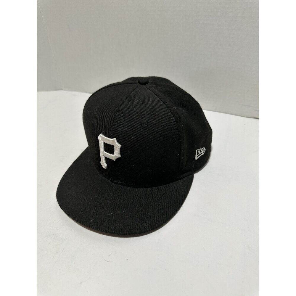 New Era‎ 59Fifty Cap Men's Team Pittsburgh Pirates Black White Fitted Hat 7 3/8